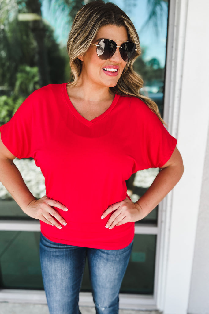 (More colors) Take Your Time Short Sleeve V Neck Top