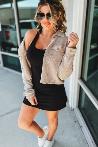 Classic Comfort Waffle Knit Cropped Jacket 3 Colors!