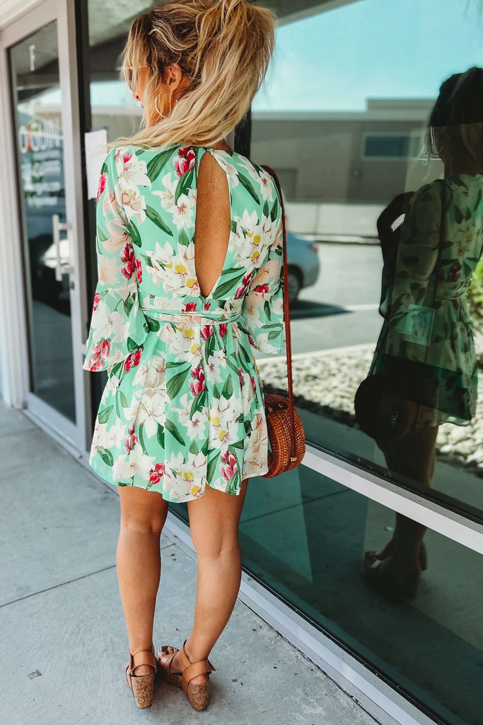 Good Times Floral Bell Sleeve Chiffon Romper