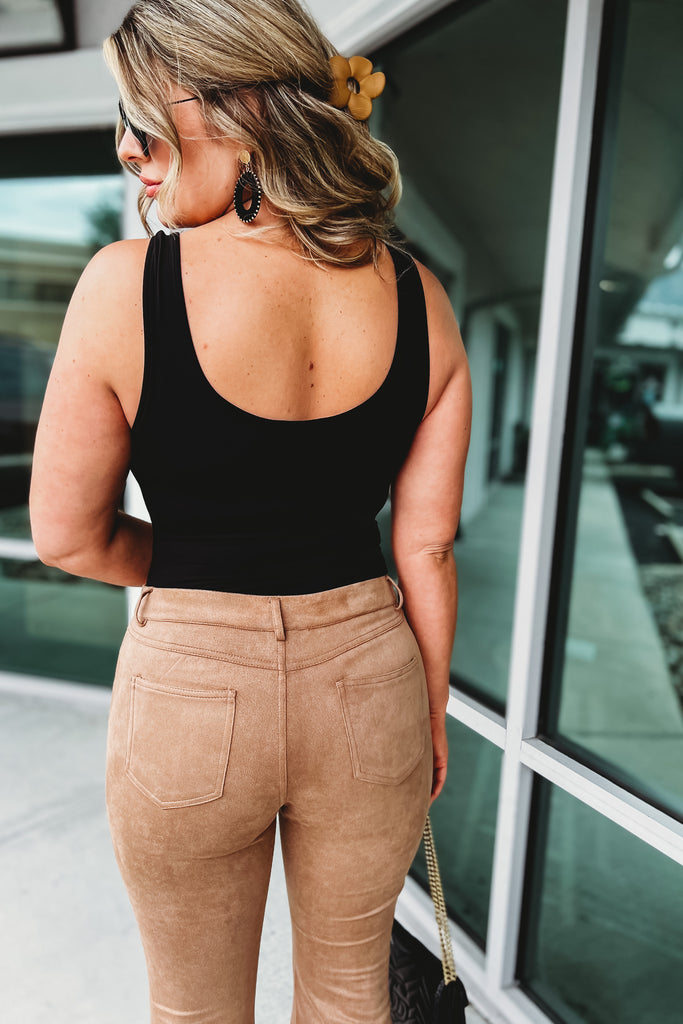 Throwback Tan Suede Flare Pants