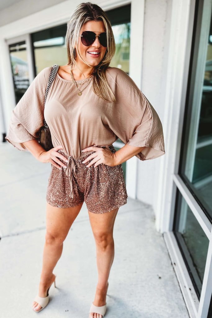 Starlight Dreams Sequin Latte Romper