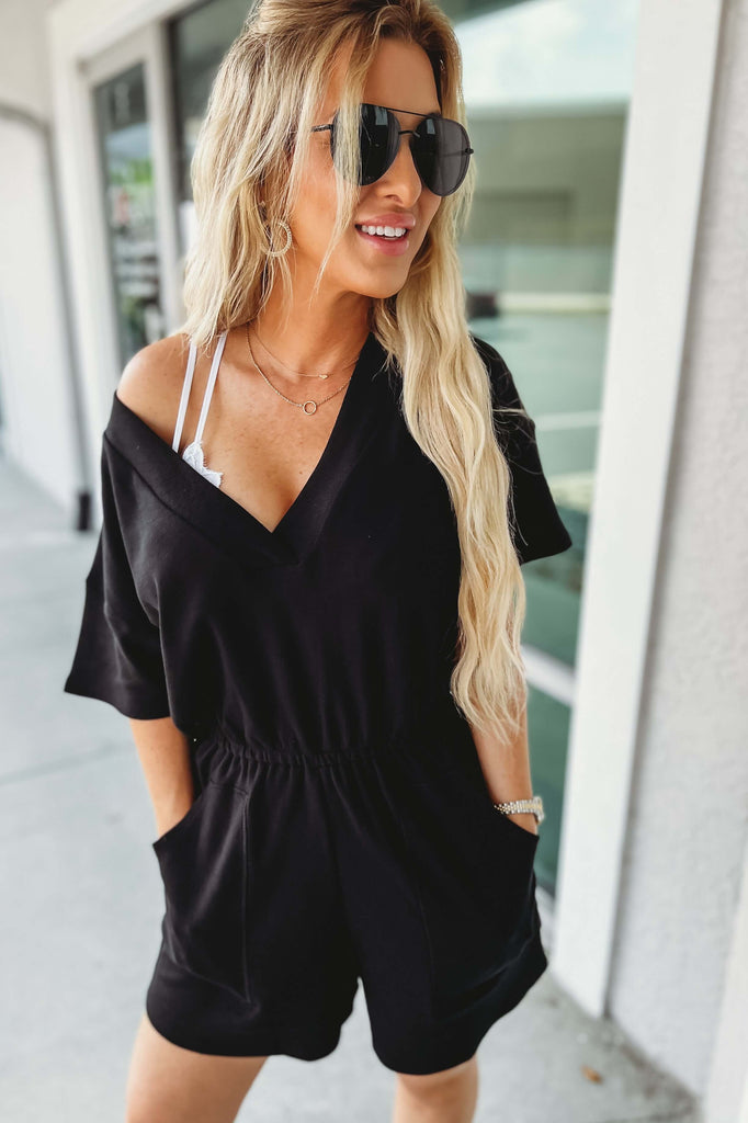 (More colors) I'll Be Fine V Neck Romper