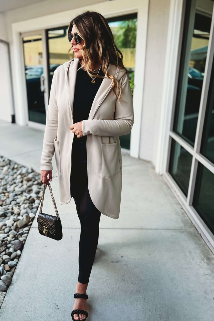 The Best Day Ever Brushed Hooded Cream Cardigan