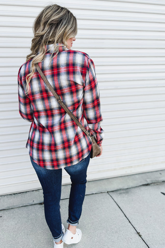 Matter of Fact Plaid Button Up Top (More colors)