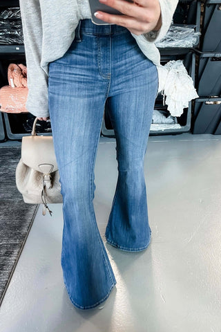 JUDY BLUE Naomi Super High Rise Long Length Flare Jeggings - Simply Me Boutique