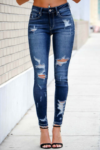 KANCAN Just One Look Destroyed Jeans (Dk Wash) - Simply Me Boutique