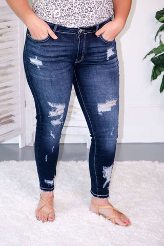 KANCAN Just One Look Destroyed Jeans (Dk Wash) - Simply Me Boutique